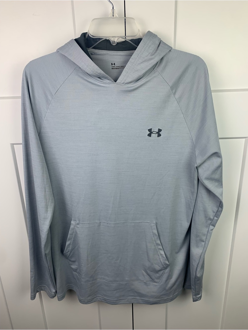 Under Armour Men’s Hoodie Large Solid Gray Pullover Loose Fit Pockets Jersey